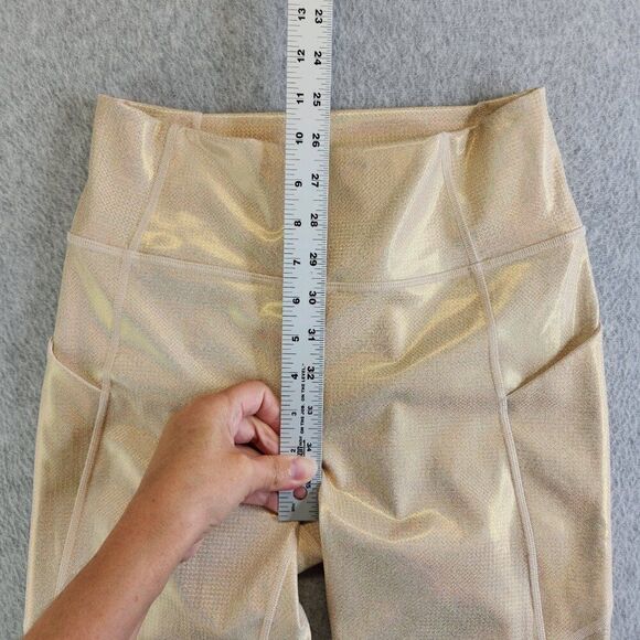 Fabletics Leggings Womens S Cream Micro Polka Dot Shiny Shimmer Pockets Ankle - Picture 11 of 14